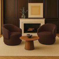 Poltrona Decorativa Orgânica Kit 2 Névoa Bouclê E03 - D'rossi Marrom - 1