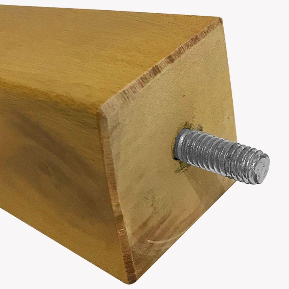 Kit 04 Pés Chanfrado Castanho 10cm Com Rosca Metal Para Móveis D10 - D'rossi - 3