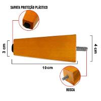 Kit 04 Pés Chanfrado Castanho 10cm Com Rosca Metal Para Móveis D10 - D'rossi - 4