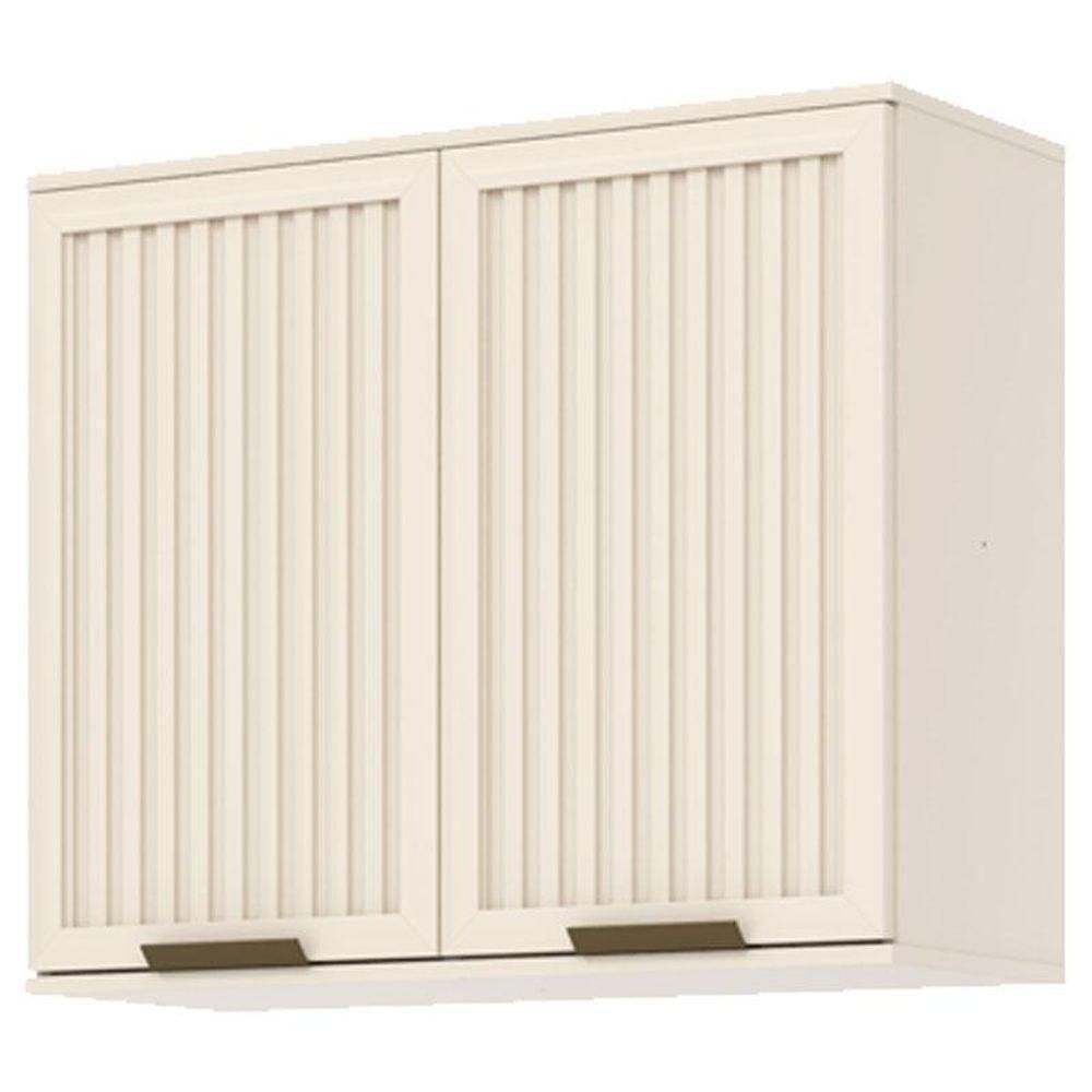 Armário Aéreo 2 Portas Ripado 80 Cm Ambiente Connect Off White - Henn - 1