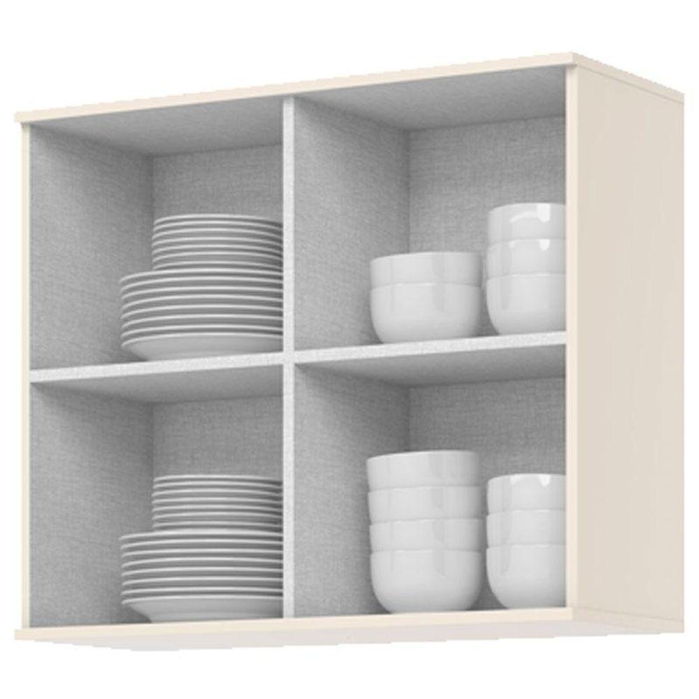 Armário Aéreo 2 Portas Ripado 80 Cm Ambiente Connect Off White - Henn - 3