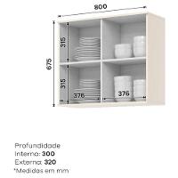 Armário Aéreo 2 Portas Ripado 80 Cm Ambiente Connect Off White - Henn - 4