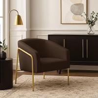 Poltrona Sala Industrial Alta Dourado Stella Suede D03 - D'rossi Cor Marrom - 1