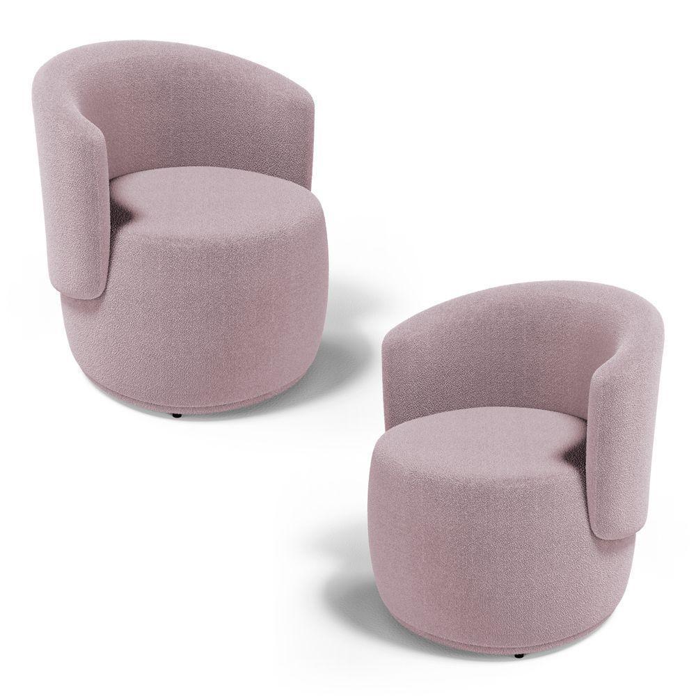 Kit 02 Poltronas Decorativas Aisha Orgânica Bouclê Rosê - Abmaza - 1