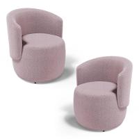 Kit 02 Poltronas Decorativas Aisha Orgânica Bouclê Rosê - Abmaza - 1