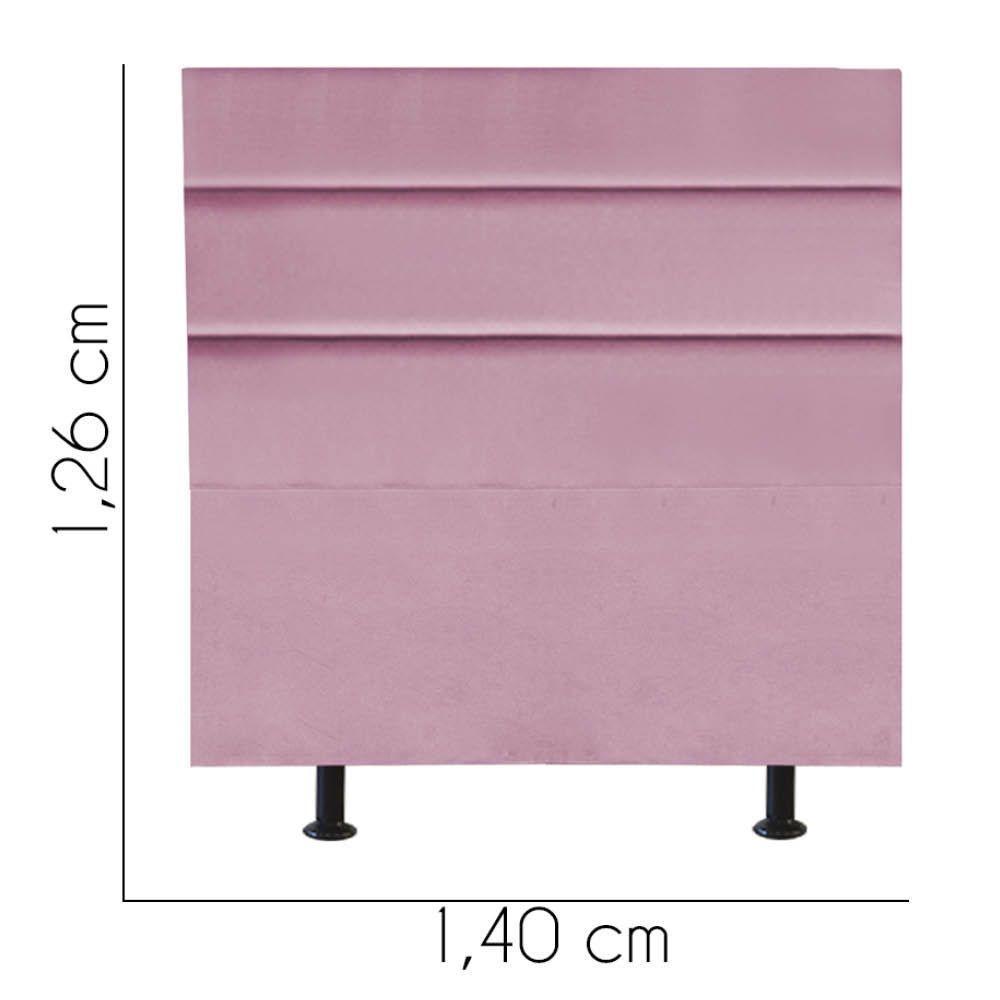 Cabeceira Estofada Cama Box Casal 140cm Argentina Suede Rosa Bebe- Mabe Magazine - 3