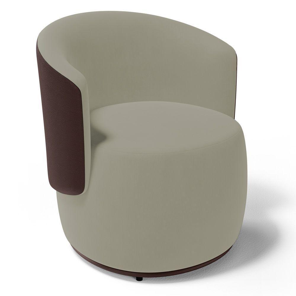 Poltrona Decorativa Aisha Orgânica Composê Sintético Marrom Com Suede Bege - Abmaza - 1