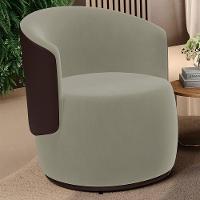 Poltrona Decorativa Aisha Orgânica Composê Sintético Marrom Com Suede Bege - Abmaza - 2