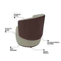 Poltrona Decorativa Aisha Orgânica Composê Sintético Marrom Com Suede Bege - Abmaza - 6