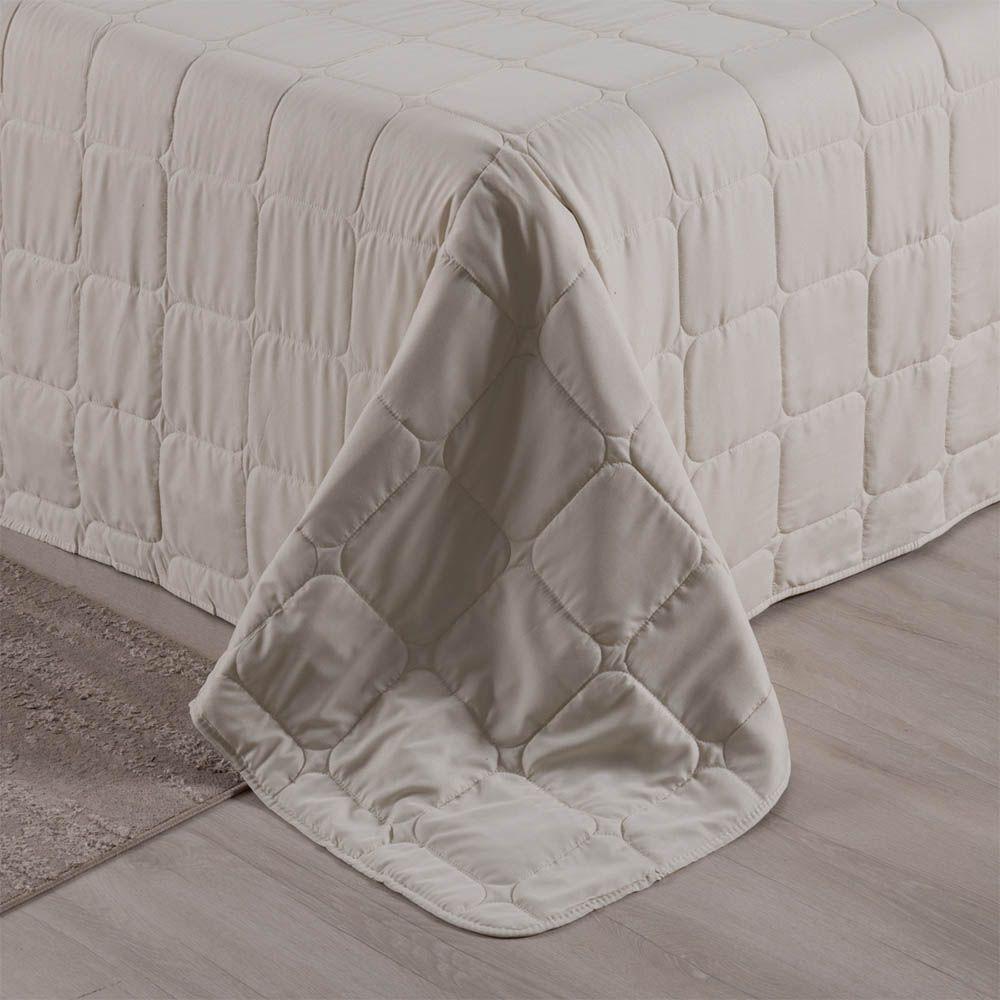Kit Cobre Leito Colcha Lunar Casal 3 Peças 400 Fios Matelado Dupla Face - Bege - 100% Poliéster - 7