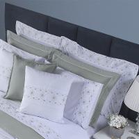 Edredom + Jogo De Cama 200 Fios Damasco King 15 Peças 100% Poliéster - Branco/cinza