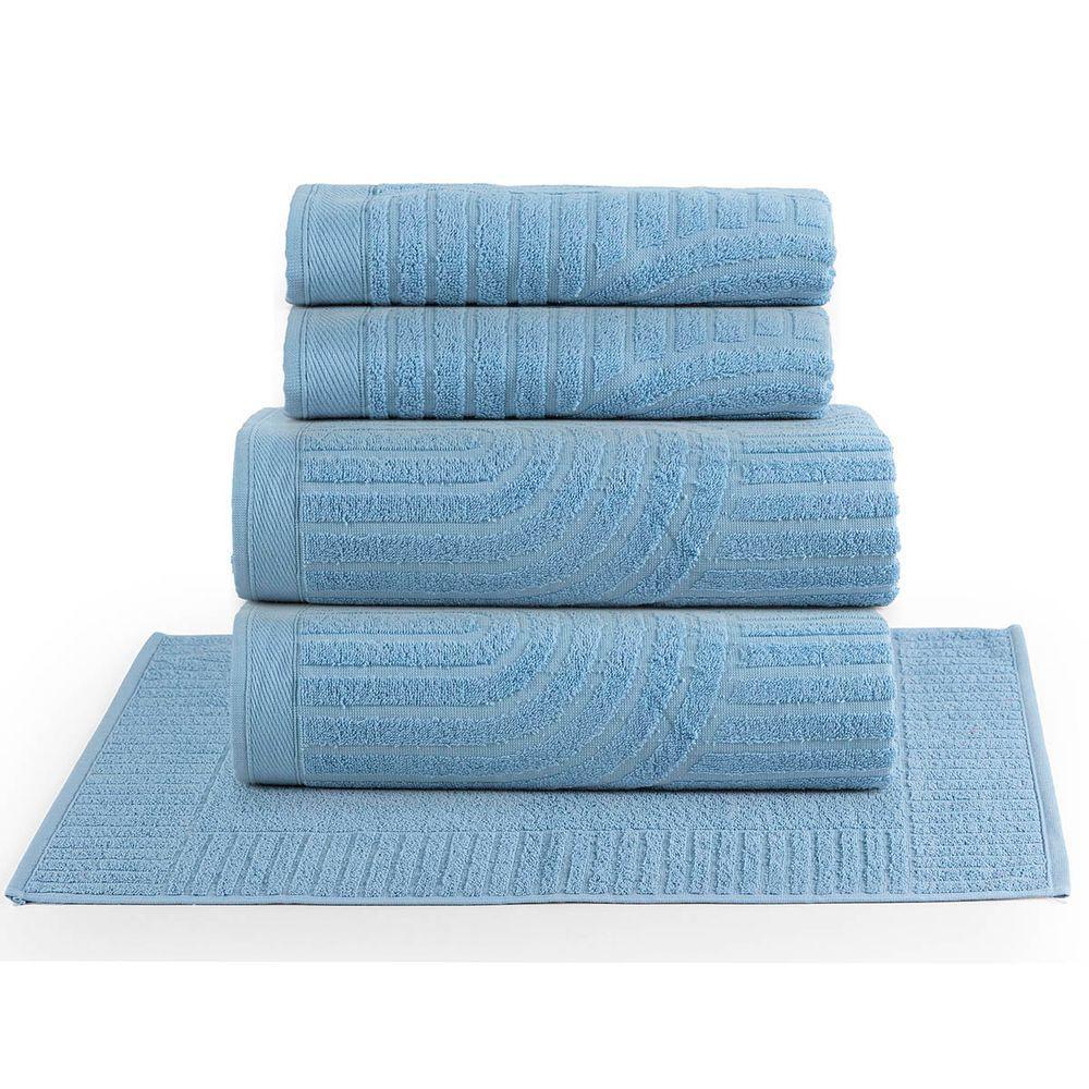 Jogo De Banho Dunna Toalhas Macias 100% Algodão Fio Penteado 5 Peças Oceano Azul - 1