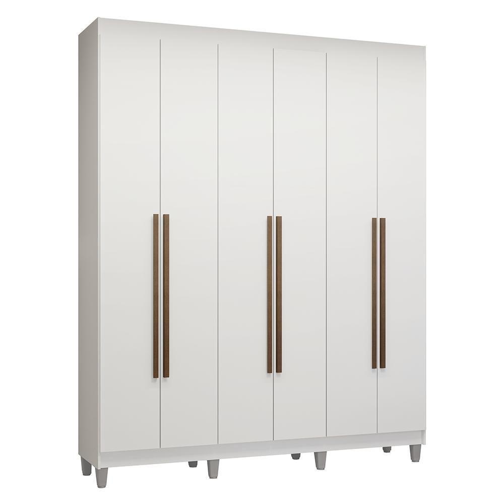 Guarda-roupa Casal Com Pés 6 Portas Batentes Branco/branco/rustic Venus Madesa - 2