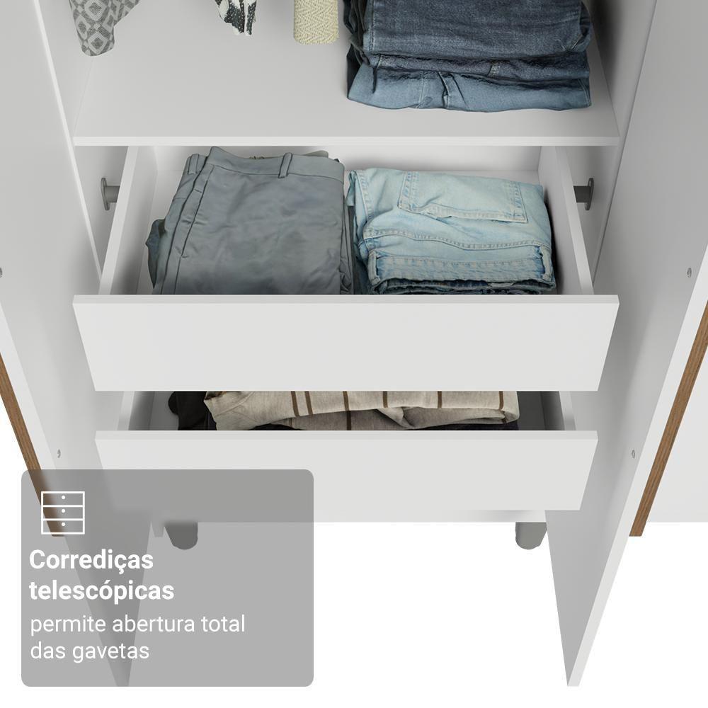 Guarda-roupa Casal Com Pés 6 Portas Batentes Branco/branco/rustic Venus Madesa - 7