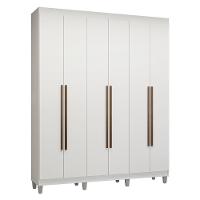 Guarda-roupa Casal Com Pés 6 Portas Batentes Branco/branco/rustic Venus Madesa - 2