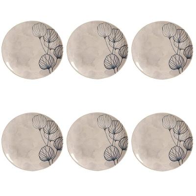 Conjunto de Pratos Rasos Coup New Blue 6 Peças Cerâmica Cinza Porto Brasil