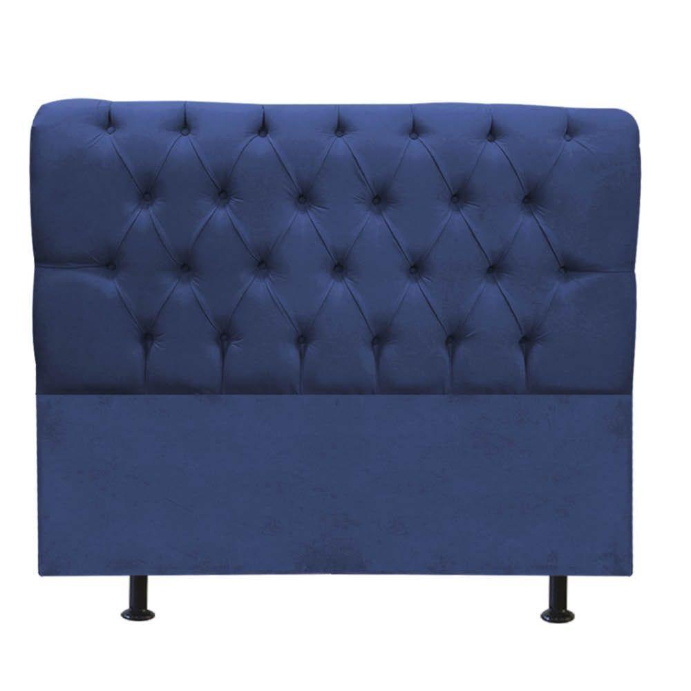 Cabeceira Estofada Cama Box Queen 160cm París Suede Azul- Mabe Magazine - 2