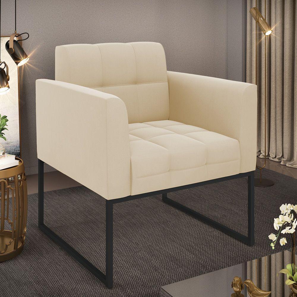 Poltrona Elisa Suede Base Metálica Industrial Preto D03 - D'rossi Marrom - 2