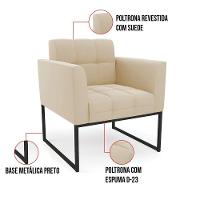 Poltrona Elisa Suede Base Metálica Industrial Preto D03 - D'rossi Marrom - 6