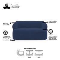 Kit Poltrona Giratória E Sofá Orgânico Living Glee 03 Lugares 170cm Veludo Azul Marinho - Abmaza - 6