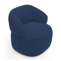 Kit Poltrona Giratória E Sofá Orgânico Living Glee 03 Lugares 170cm Veludo Azul Marinho - Abmaza - 7