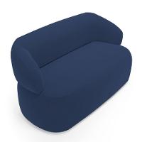 Kit Poltrona Giratória E Sofá Orgânico Living Glee 03 Lugares 170cm Veludo Azul Marinho - Abmaza - 8