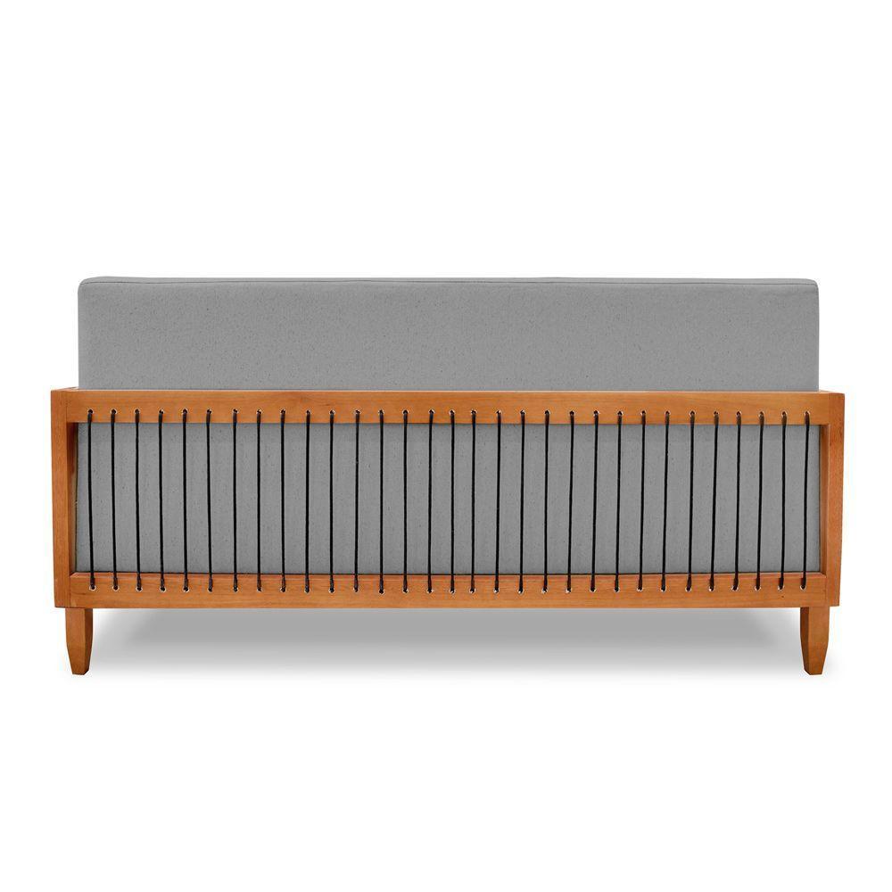 Kit Poltrona E Sofá Varanda Samoa Madeira Maciça Com Cordas Náutica Linho Cinza - Abmaza - 2