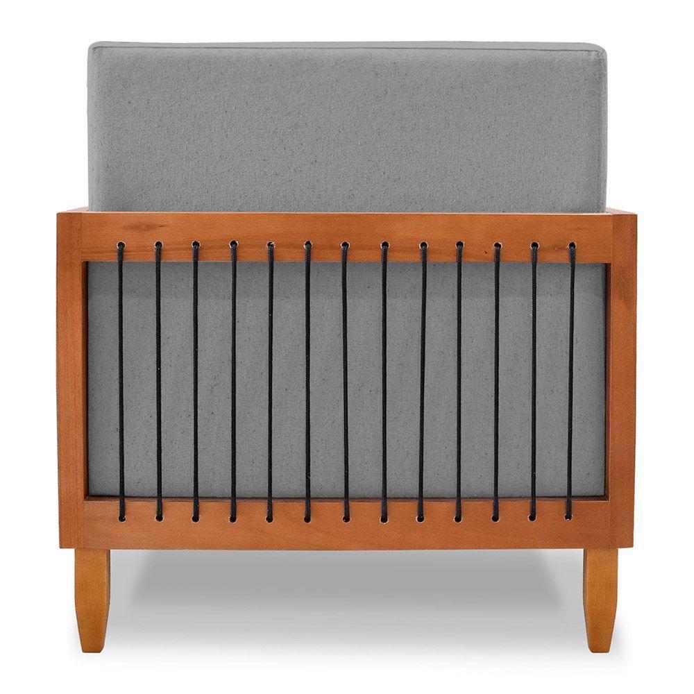 Kit Poltrona E Sofá Varanda Samoa Madeira Maciça Com Cordas Náutica Linho Cinza - Abmaza - 3