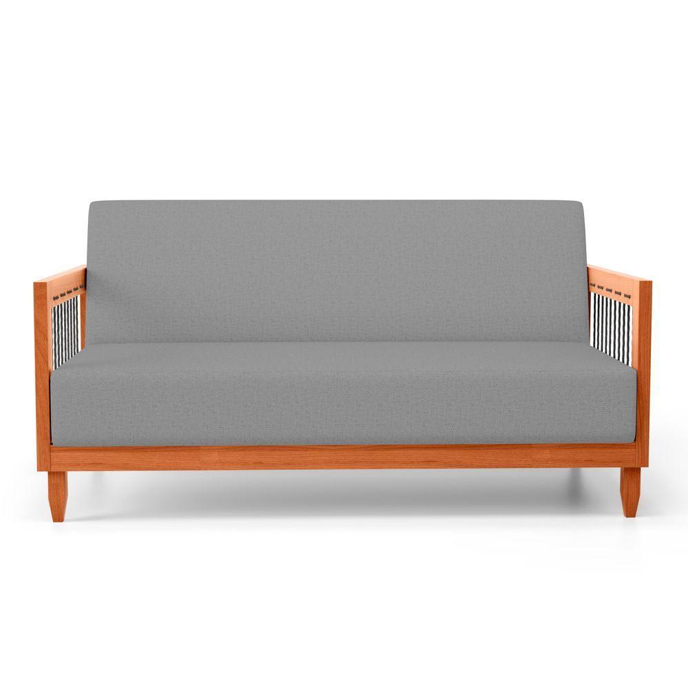 Kit Poltrona E Sofá Varanda Samoa Madeira Maciça Com Cordas Náutica Linho Cinza - Abmaza - 5