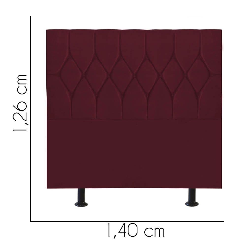 Cabeceira Estofada Cama Box Casal 140cm Istambul Corino Bordo- Mabe Magazine - 3