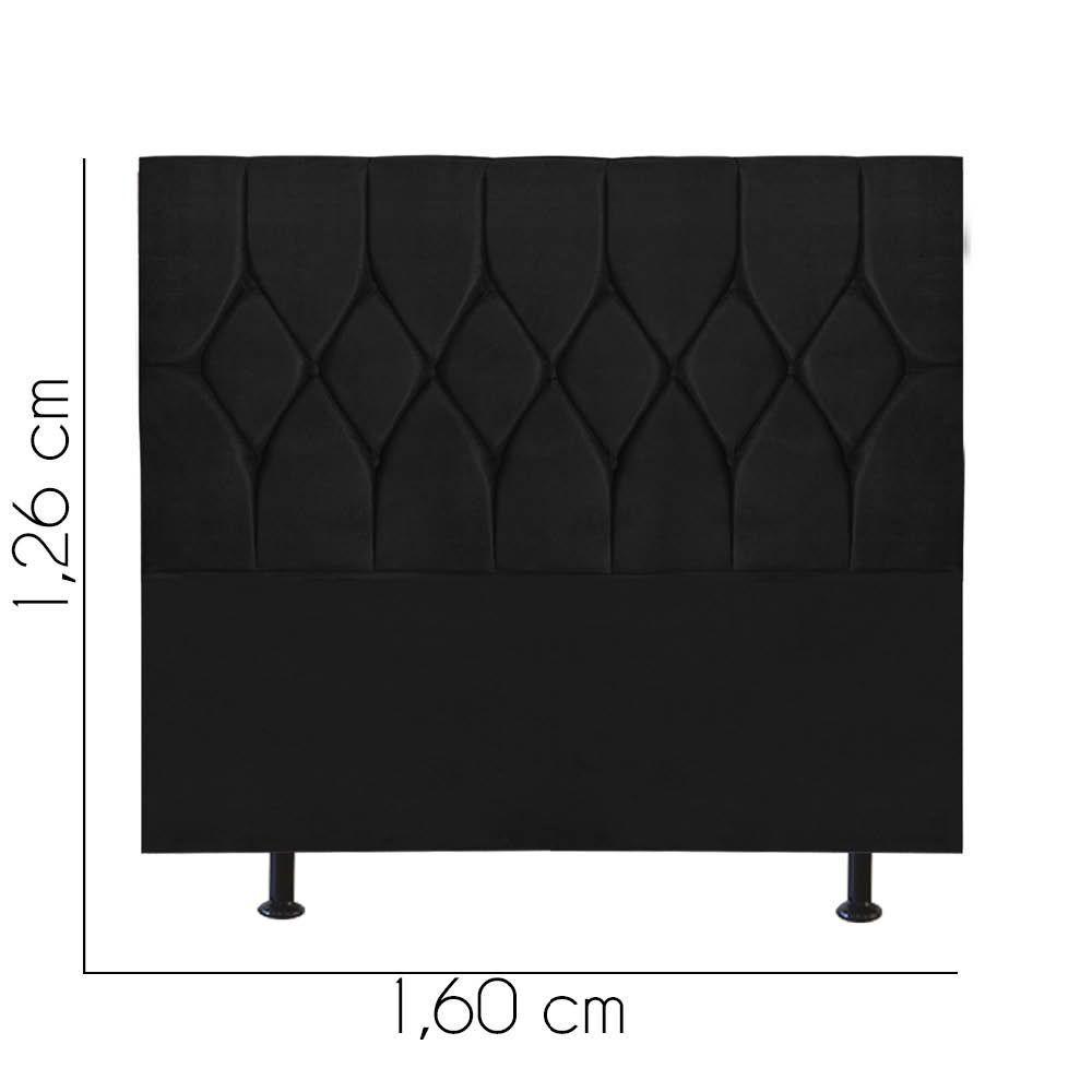 Cabeceira Estofada Cama Box Queen 160cm Istambul Suede Preto- Mabe Magazine - 3