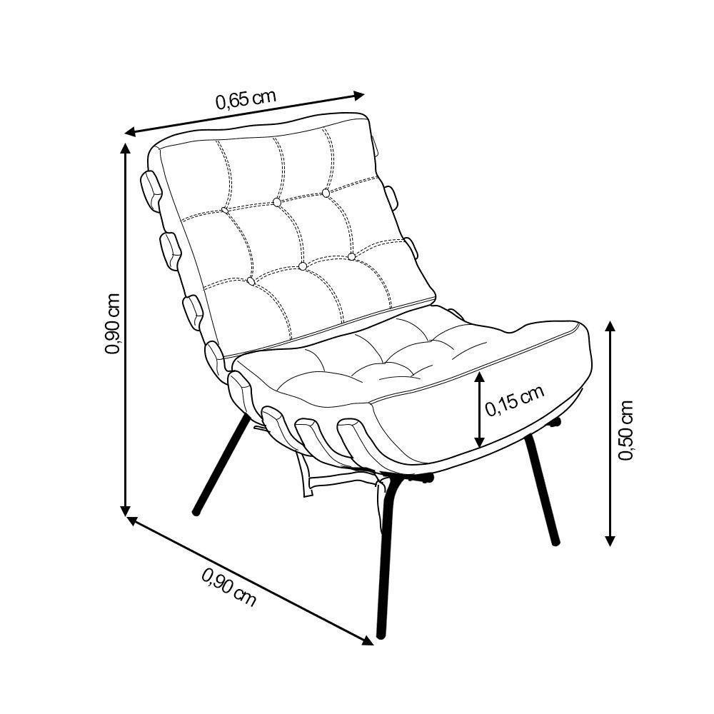 Poltrona Costela Com Puff Luxo Base Ferro Fixa Linho Off White- Mabe Magazine - 6