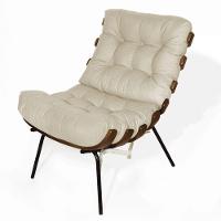 Poltrona Costela Com Puff Luxo Base Ferro Fixa Linho Off White- Mabe Magazine - 1