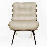 Poltrona Costela Com Puff Luxo Base Ferro Fixa Linho Off White- Mabe Magazine - 2