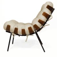 Poltrona Costela Com Puff Luxo Base Ferro Fixa Linho Off White- Mabe Magazine