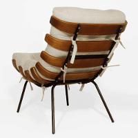 Poltrona Costela Com Puff Luxo Base Ferro Fixa Linho Off White- Mabe Magazine - 5