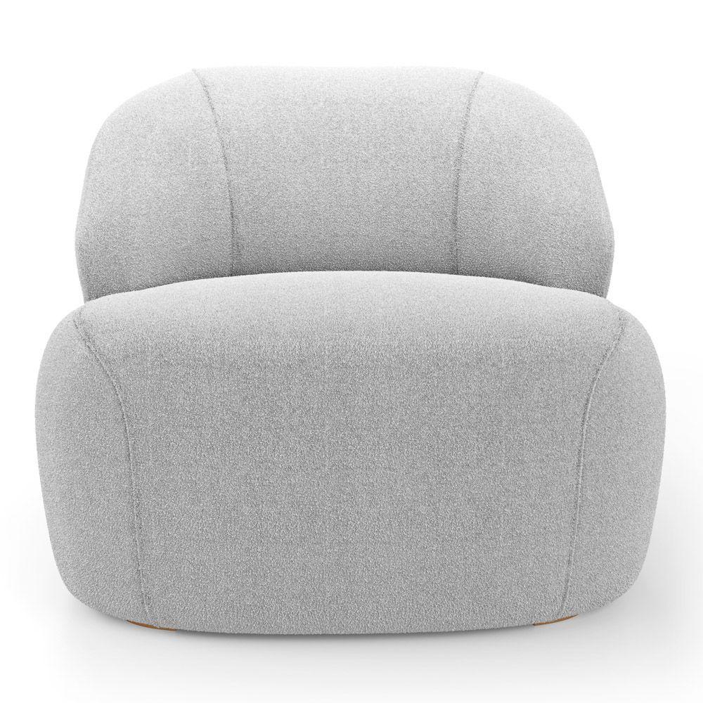 Poltrona Decorativa Living Kaya Orgânica Bouclê Cinza Claro - Abmaza - 7