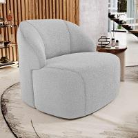 Poltrona Decorativa Living Kaya Orgânica Bouclê Cinza Claro - Abmaza - 2