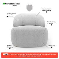 Poltrona Decorativa Living Kaya Orgânica Bouclê Cinza Claro - Abmaza - 3