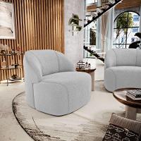 Poltrona Decorativa Living Kaya Orgânica Bouclê Cinza Claro - Abmaza - 8