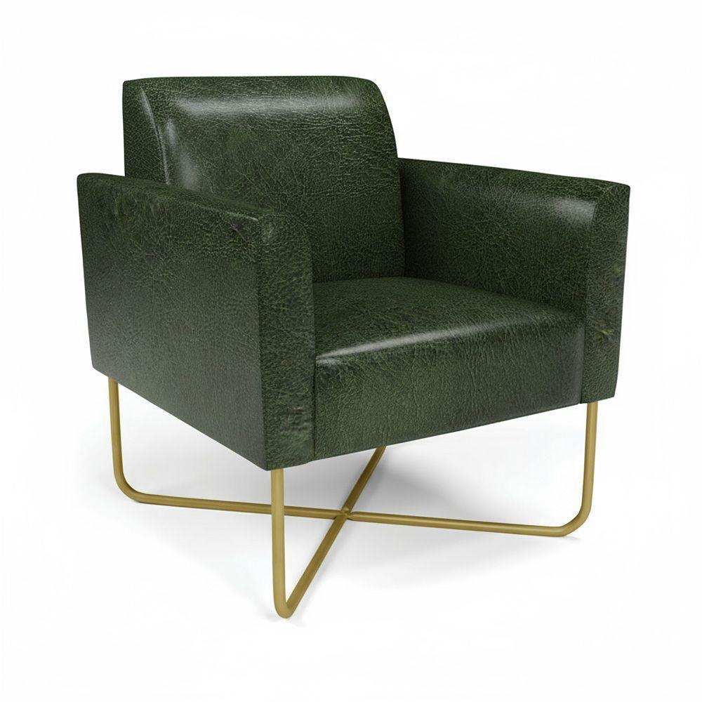 Poltrona Base X Industrial Dourado Marisa Corano Verde - 2