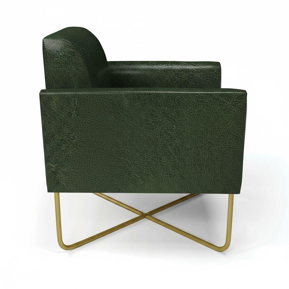 Poltrona Base X Industrial Dourado Marisa Corano Verde - 6