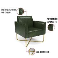 Poltrona Base X Industrial Dourado Marisa Corano Verde - 3