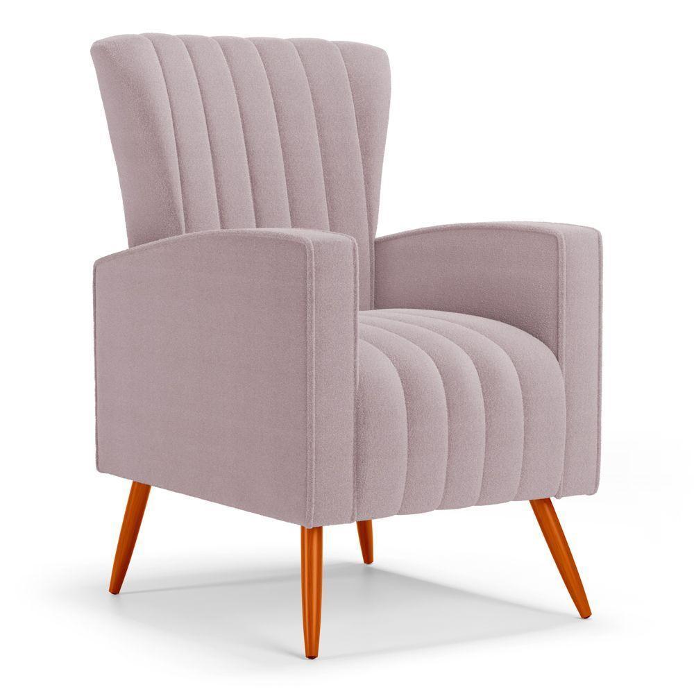 Kit 02 Poltronas Decorativas Melody Com Pés Palito Bouclê Rosê - Abmaza - 8