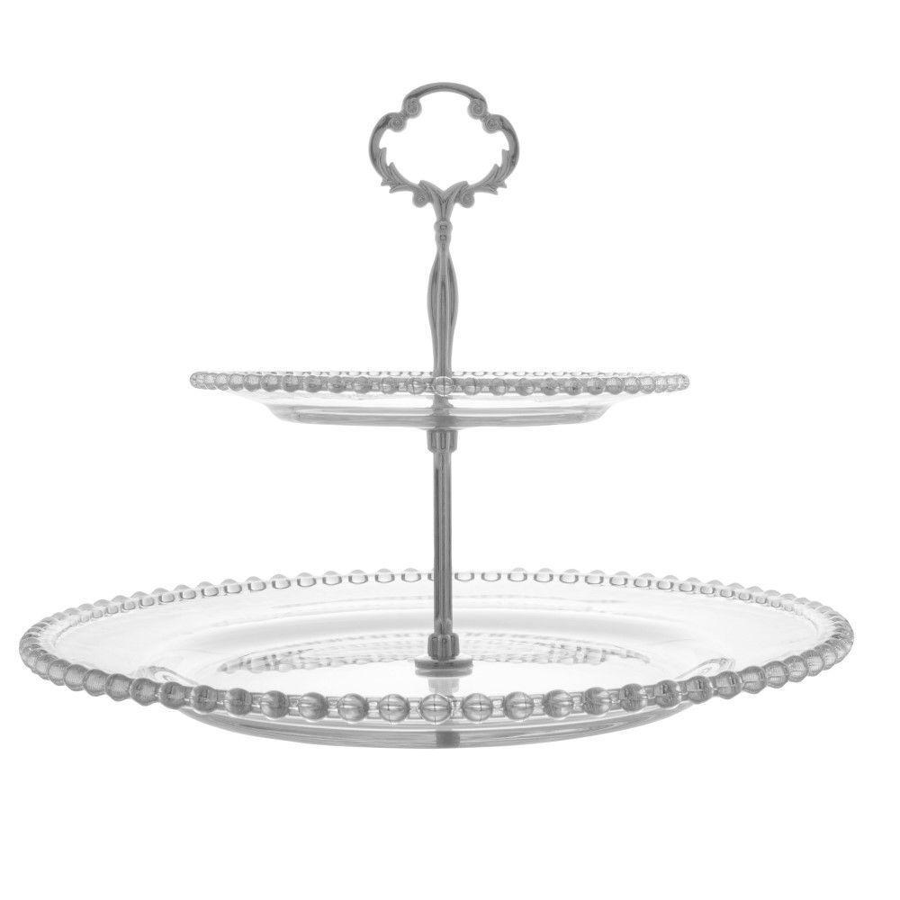 Porta Doces De Cristal 2 Andares Pearl 19,5-32 X 24 Cm Wolff - 2