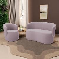 Kit 2 Poltronas E 1 Namoradeira Aisha Orgânica Bouclê Rosê - Abmaza - 2