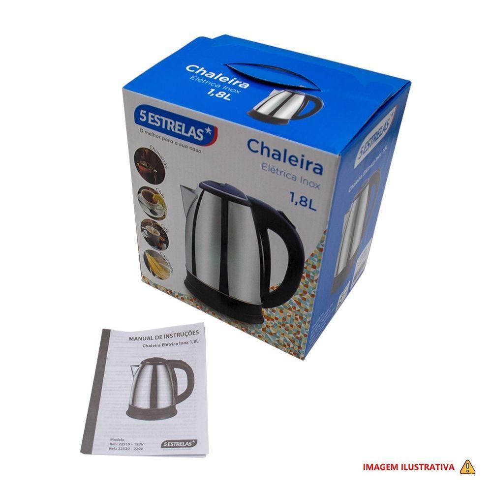 Chaleira Elétrica 1,8l Em Inox Cinza 1500W Rápida Fervura Tpc 220V - 3