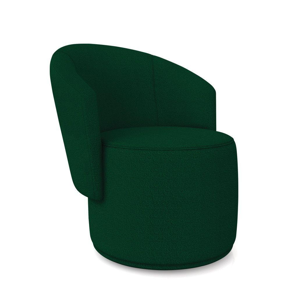 Poltrona Decorativa Orgânica Fixa Para Sala Kit 2 Malu Bouclê Verde M11 - D'rossi - 6