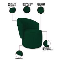 Poltrona Decorativa Orgânica Fixa Para Sala Kit 2 Malu Bouclê Verde M11 - D'rossi - 3