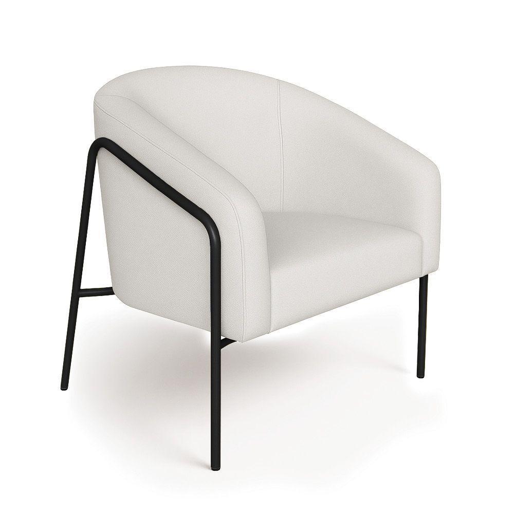 Poltrona Sala Industrial Alta Preto Stella Linho Cinza D03 - D'rossi - 4